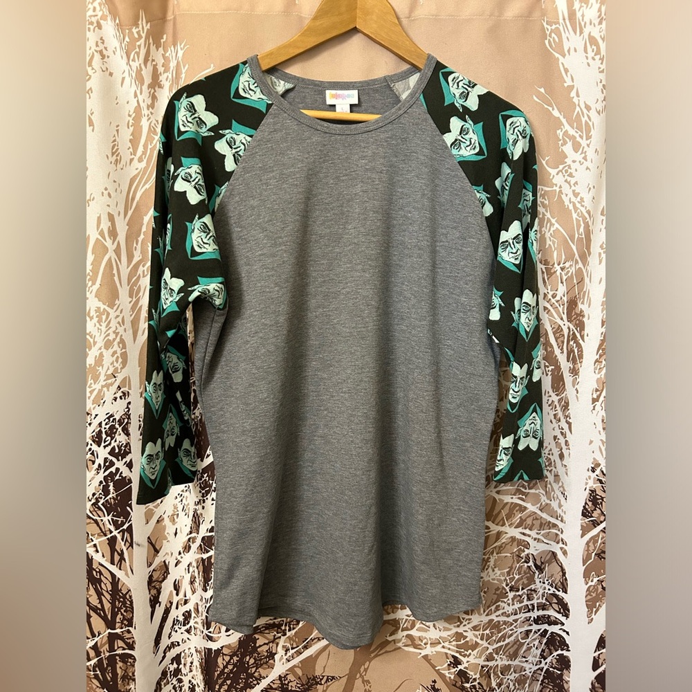 LuLaRoe Large Vampire Gray Baseball Shirt